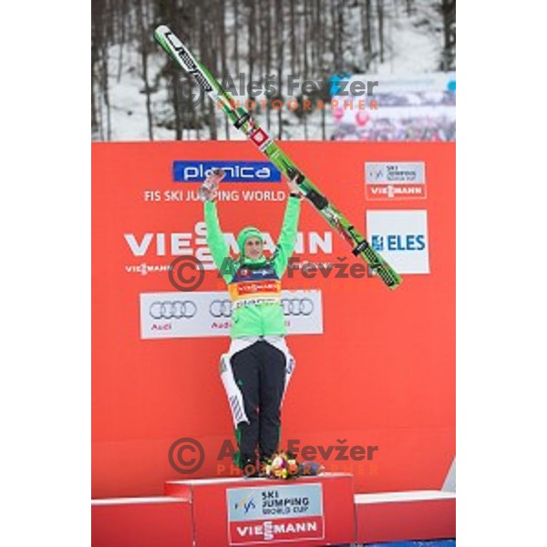 Peter Prevc of Slovenia, winner of Ski flying event during the Final of FIS Ski jumping World Cup Planica, Slovenia on March 17, 2016