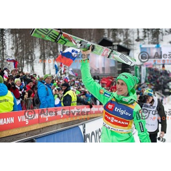 Peter Prevc of Slovenia, winner of Ski flying event during the Final of FIS Ski jumping World Cup Planica, Slovenia on March 17, 2016