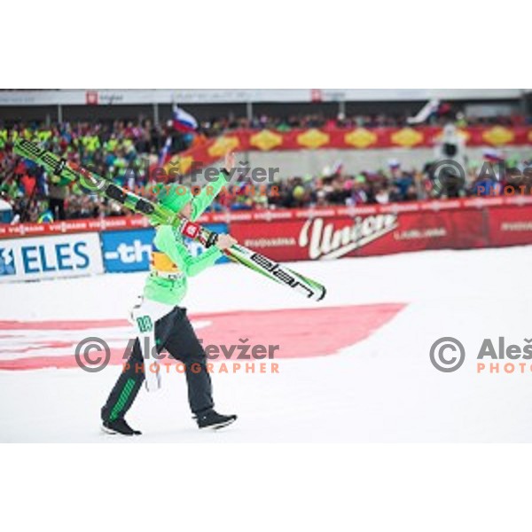 Peter Prevc of Slovenia, winner of Ski flying event during the Final of FIS Ski jumping World Cup Planica, Slovenia on March 17, 2016
