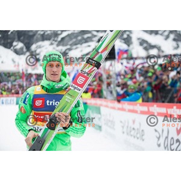 Peter Prevc of Slovenia, winner of Ski flying event during the Final of FIS Ski jumping World Cup Planica, Slovenia on March 17, 2016