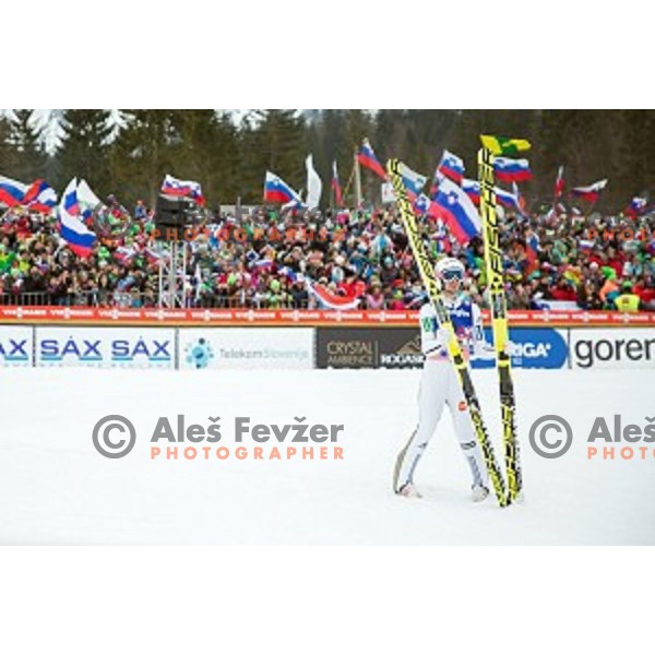 Robert Kranjec at Ski flying event during the Final of FIS Ski jumping World Cup Planica, Slovenia on March 17, 2016