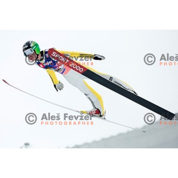 Anze Lanisek at Ski flying event during the Final of FIS Ski jumping World Cup Planica, Slovenia on March 17, 2016