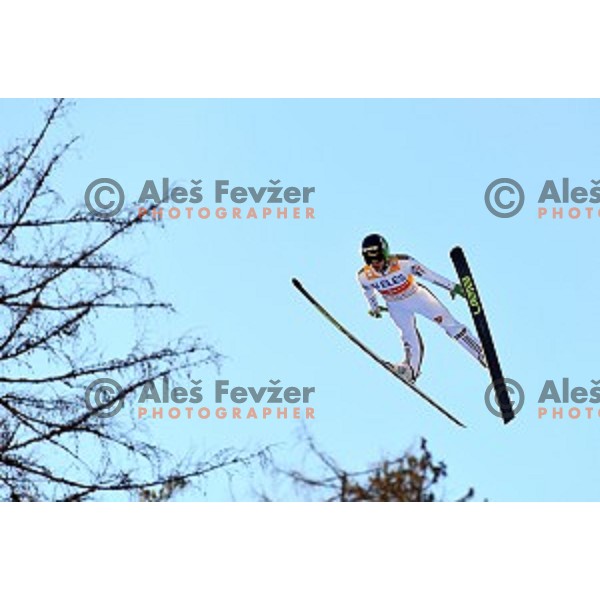 Peter Prevc of Slovenia in the air at Ski flying event during the Final of FIS Ski jumping World Cup Planica, Slovenia on March 18, 2016