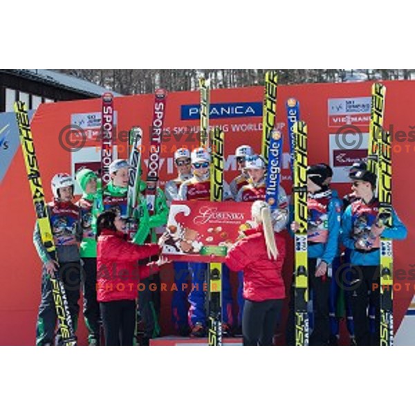 team competition at Ski flying event during the Final of FIS Ski jumping World Cup Planica, Slovenia on March 19, 2016
