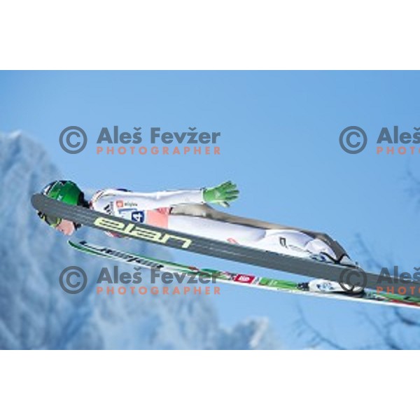 Peter Prevc flying during team competition at Ski flying event during the Final of FIS Ski jumping World Cup Planica, Slovenia on March 19, 2016