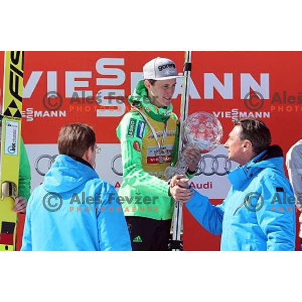 Peter Prevc (SLO) overall winner of FIS Ski jumping World Cup season 2015/2016 in Planica, Slovenia on March 20, 2016