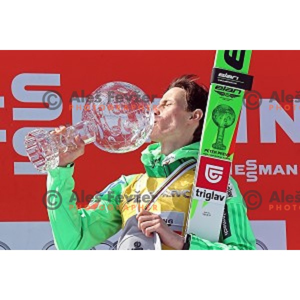 Peter Prevc (SLO) overall winner of FIS Ski jumping World Cup season 2015/2016 in Planica, Slovenia on March 20, 2016