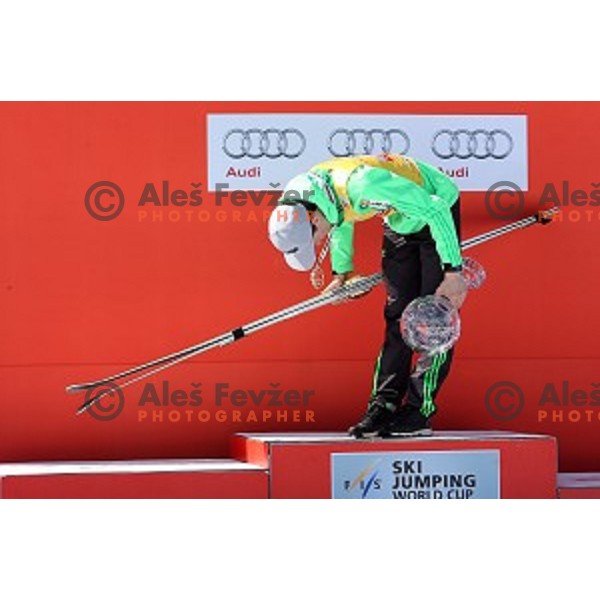 Peter Prevc (SLO) overall winner of FIS Ski jumping World Cup season 2015/2016 in Planica, Slovenia on March 20, 2016