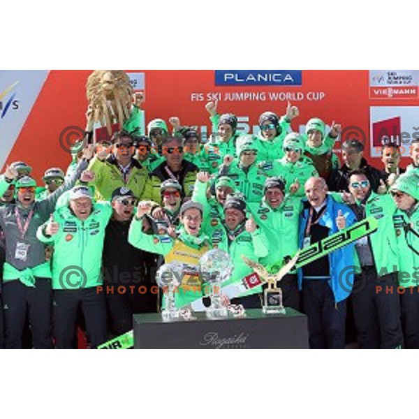 Peter Prevc, Goran Janus, Jani Grilc, Robi Kranjec, Anze Lanisek at the Final of FIS Ski jumping World Cup season 2015/2016 in Planica, Slovenia on March 20, 2016