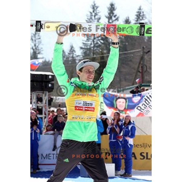 Peter Prevc (SLO) overall winner of FIS Ski jumping World Cup season 2015/2016 in Planica, Slovenia on March 20, 2016