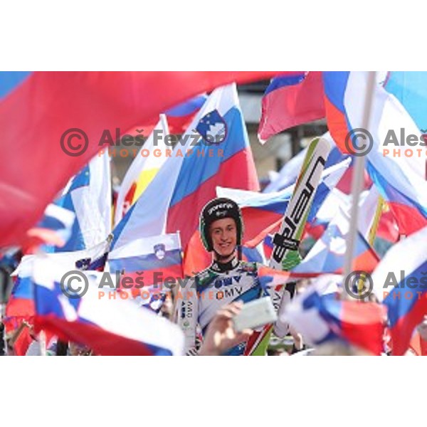 Peter Prevc at Ski flying event during the Final of FIS Ski jumping World Cup season 2015/2016 in Planica, Slovenia on March 20, 2016