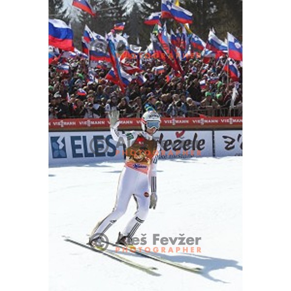 Robi Kranjec at Ski flying event during the Final of FIS Ski jumping World Cup season 2015/2016 in Planica, Slovenia on March 20, 2016
