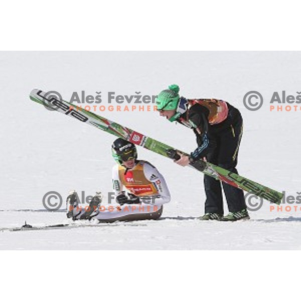 Peter Prevc at Ski flying event during the Final of FIS Ski jumping World Cup season 2015/2016 in Planica, Slovenia on March 20, 2016
