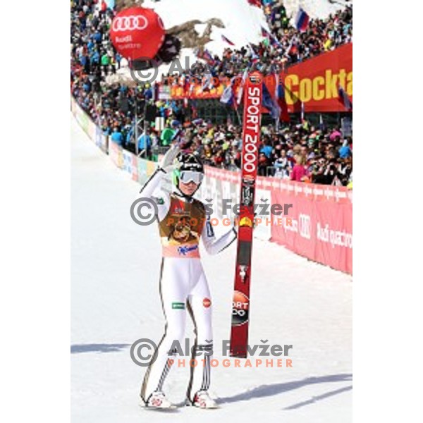 Anze Lanisek at Ski flying event during the Final of FIS Ski jumping World Cup season 2015/2016 in Planica, Slovenia on March 20, 2016