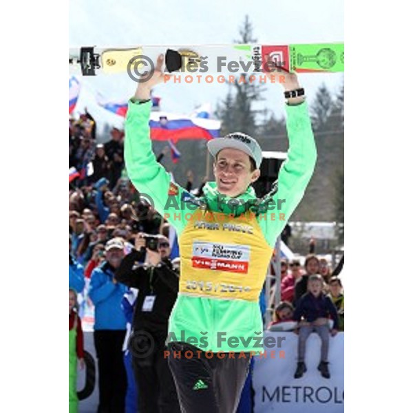 Peter Prevc (SLO) overall winner of FIS Ski jumping World Cup season 2015/2016 in Planica, Slovenia on March 20, 2016