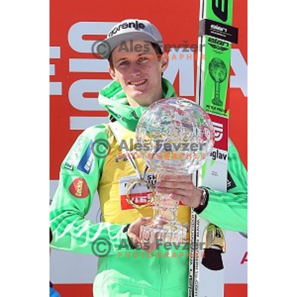Peter Prevc (SLO) overall winner of FIS Ski jumping World Cup season 2015/2016 in Planica, Slovenia on March 20, 2016