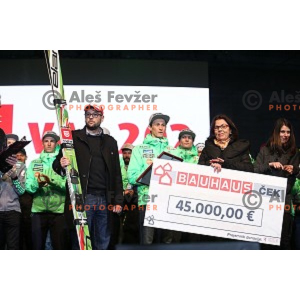 Peter Prevc at reception for best slovenian winter sportsmen and sportswoman for fans during Q max party at Congress square, Ljubljana, Slovenia on March 22, 2016