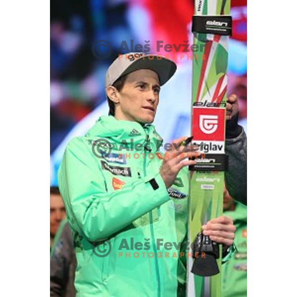 Peter Prevc at reception for best slovenian winter sportsmen and sportswoman for fans during Q max party at Congress square, Ljubljana, Slovenia on March 22, 2016