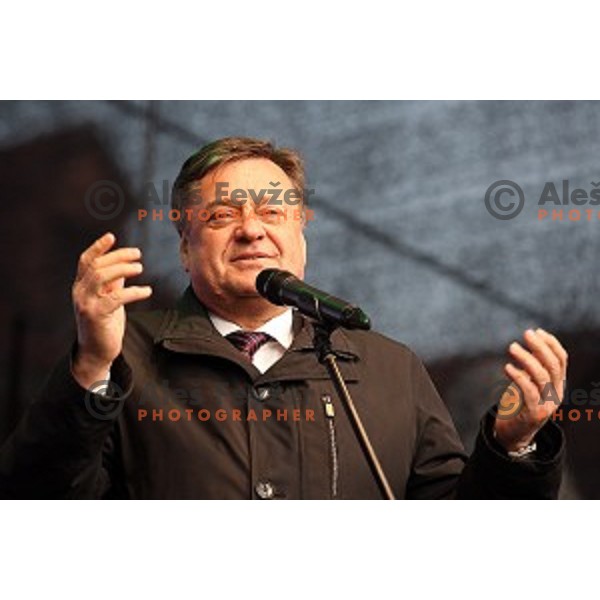 Zoran Jankovic at reception for best slovenian winter sportsmen and sportswoman for fans during Q max party at Congress square, Ljubljana, Slovenia on March 22, 2016