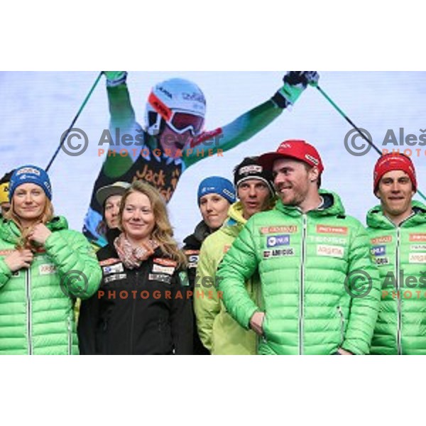 Miha Hrobat at reception for best slovenian winter sportsmen and sportswoman for fans during Q max party at Congress square, Ljubljana, Slovenia on March 22, 2016