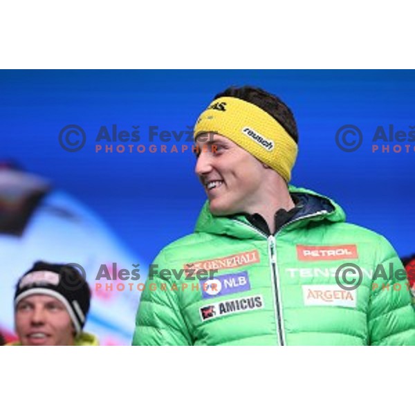 Stafan Hadalin at reception for best slovenian winter sportsmen and sportswoman for fans during Q max party at Congress square, Ljubljana, Slovenia on March 22, 2016