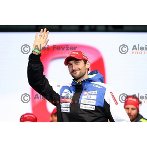 Jakov Fak at reception for best slovenian winter sportsmen and sportswoman for fans during Q max party at Congress square, Ljubljana, Slovenia on March 22, 2016