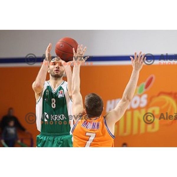 action in Telemach league basketball match between Union Olimpija and Tajfun in Stozice Hall, Ljubljana, Slovenia on March 23,2016
