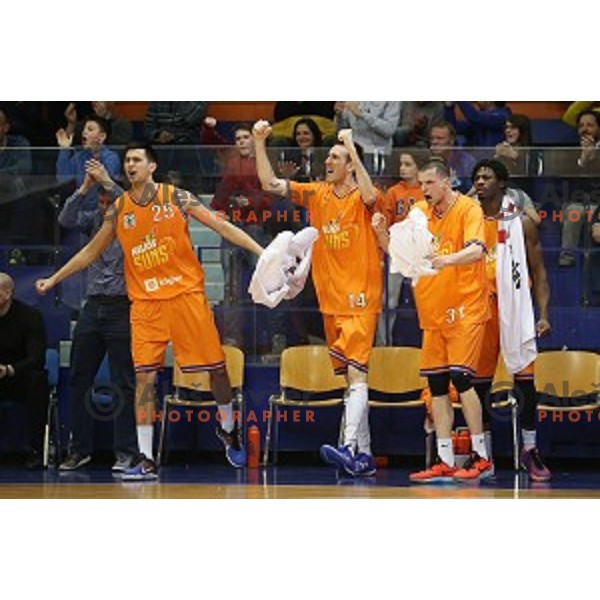 action in Telemach league basketball match between Union Olimpija and Tajfun in Stozice Hall, Ljubljana, Slovenia on March 23,2016