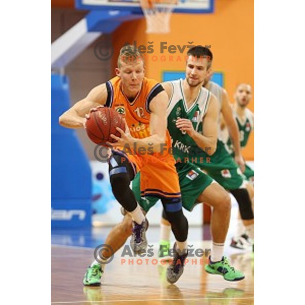 action in Telemach league basketball match between Union Olimpija and Tajfun in Stozice Hall, Ljubljana, Slovenia on March 23,2016