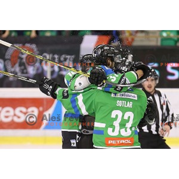 action during ice-hockey match Telemach Olimpija - SIJ Acroni Jesenice in the Final of Slovenian Championship, Tivoli Hall, Ljubljana, Slovenia on March 28, 2016