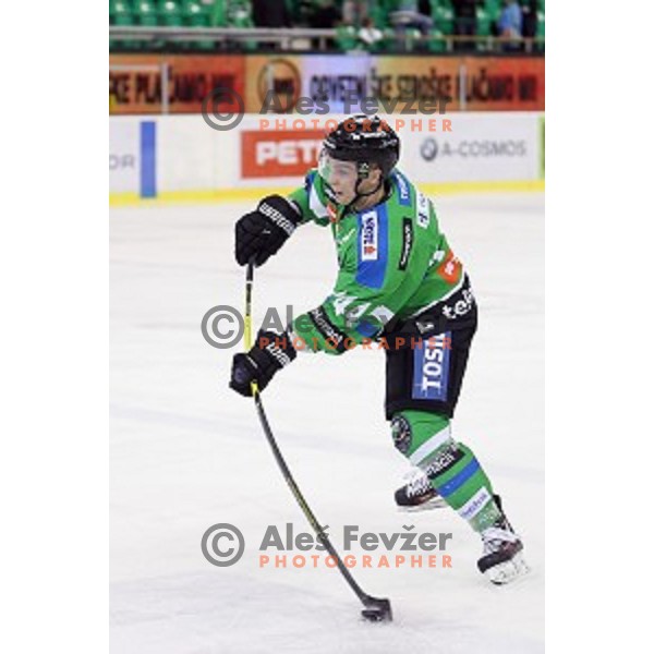 Maks Selan in action during ice-hockey match Telemach Olimpija - SIJ Acroni Jesenice in the Final of Slovenian Championship, Tivoli Hall, Ljubljana, Slovenia on March 28, 2016
