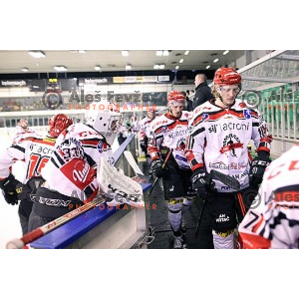 action during ice-hockey match Telemach Olimpija - SIJ Acroni Jesenice in the Final of Slovenian Championship, Tivoli Hall, Ljubljana, Slovenia on March 28, 2016