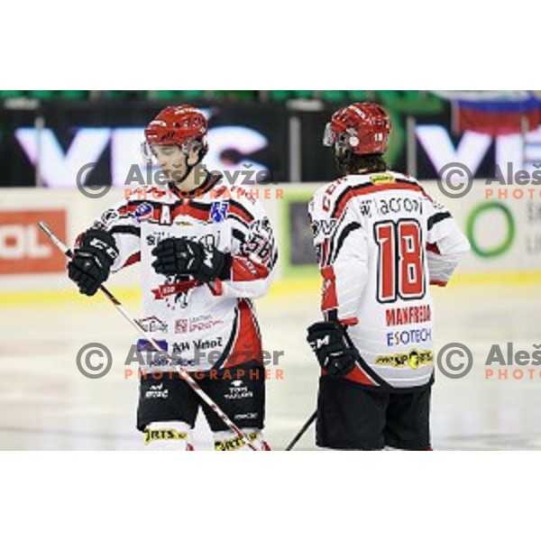 Luka Tosic in action during ice-hockey match Telemach Olimpija - SIJ Acroni Jesenice in the Final of Slovenian Championship, Tivoli Hall, Ljubljana, Slovenia on March 28, 2016