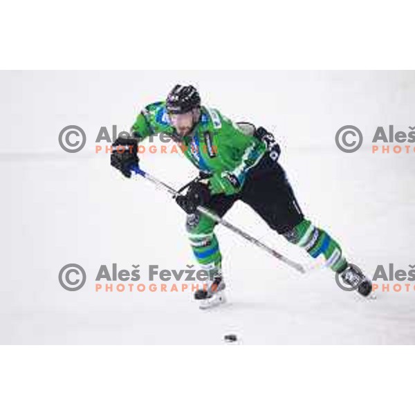Ziga Pesut of Telemach Olimpija in action during ice-hockey match Telemach Olimpija - SIJ Acroni Jesenice in the Final of Slovenian Championship, Tivoli Hall, Ljubljana, Slovenia on April 4, 2016