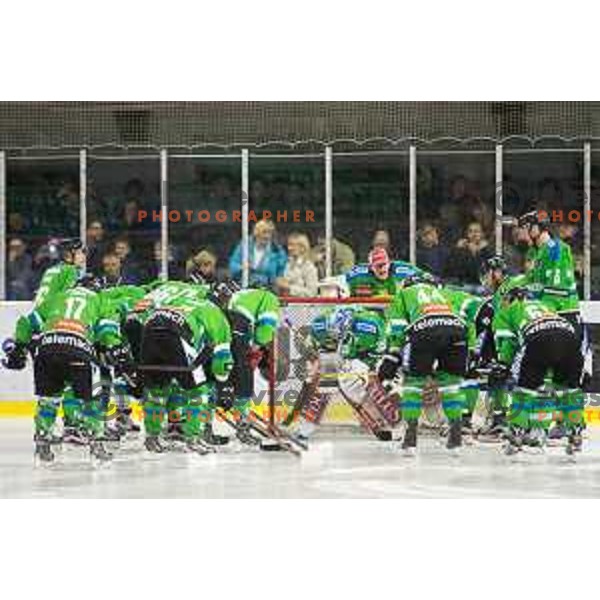 action during ice-hockey match Telemach Olimpija - SIJ Acroni Jesenice in the Final of Slovenian Championship, Tivoli Hall, Ljubljana, Slovenia on April 4, 2016