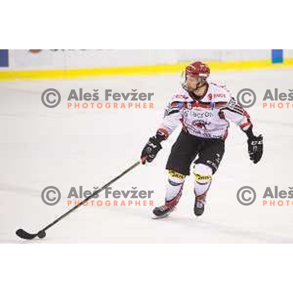 Miha Brus of SIJ Acroni Jesenice in action during ice-hockey match Telemach Olimpija - SIJ Acroni Jesenice in the Final of Slovenian Championship, Tivoli Hall, Ljubljana, Slovenia on April 4, 2016