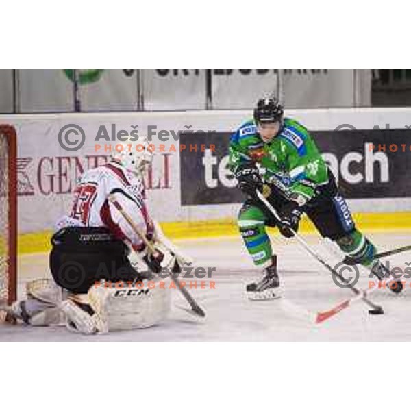 Sebastjan Hadzic of Telemach Olimpija in action during ice-hockey match Telemach Olimpija - SIJ Acroni Jesenice in the Final of Slovenian Championship, Tivoli Hall, Ljubljana, Slovenia on April 4, 2016