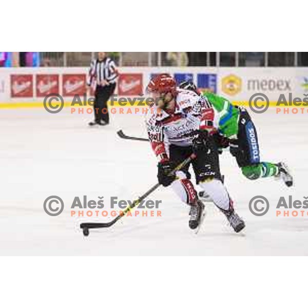 Nejc Berlisk of SIJ Acroni Jesenice in action during ice-hockey match Telemach Olimpija - SIJ Acroni Jesenice in the Final of Slovenian Championship, Tivoli Hall, Ljubljana, Slovenia on April 4, 2016