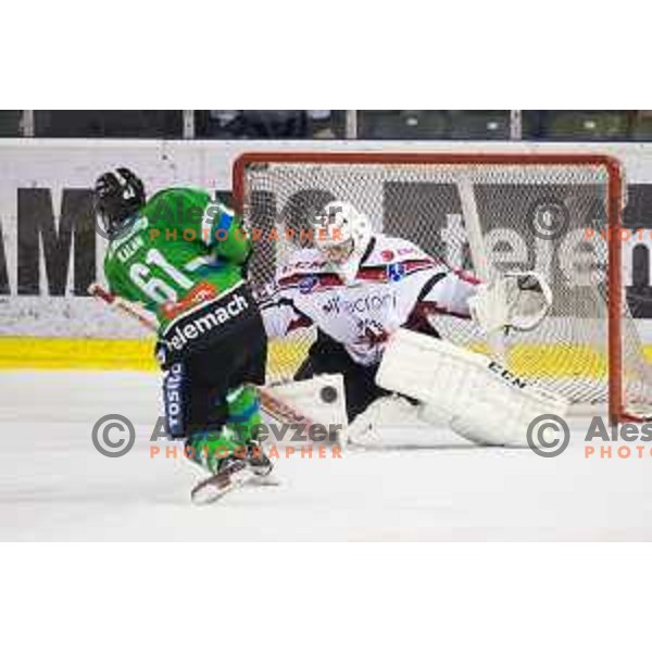 Zan Us of SIJ Acroni Jesenice in action during ice-hockey match Telemach Olimpija - SIJ Acroni Jesenice in the Final of Slovenian Championship, Tivoli Hall, Ljubljana, Slovenia on April 4, 2016