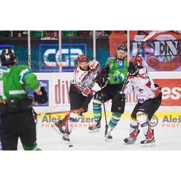 Gregor Koblar of Telemach Olimpija in action during ice-hockey match Telemach Olimpija - SIJ Acroni Jesenice in the Final of Slovenian Championship, Tivoli Hall, Ljubljana, Slovenia on April 4, 2016