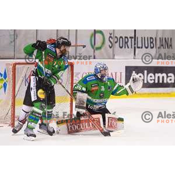 Olivier Roy of Telemach Olimpija in action during ice-hockey match Telemach Olimpija - SIJ Acroni Jesenice in the Final of Slovenian Championship, Tivoli Hall, Ljubljana, Slovenia on April 4, 2016