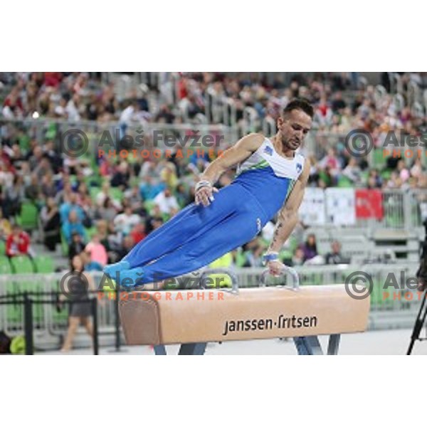 Saso Bertoncelj of Slovenia during Artistic Gymnastics World Cup in Stozice Hall, Ljubljana on April 9, 2016