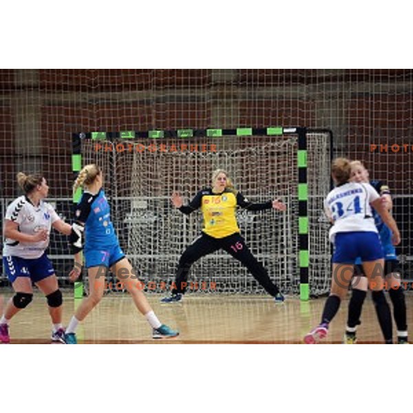 Misa Marincek of Krim Mercator in action during handball match between Krim Mercator (Slovenia) and Lada Toljati ( Russia) in semi-final of Cup Winners Cup, played in Kodeljevo Hall, Ljubljana, Slovenia on April 9, 2016