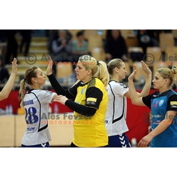Misa Marincek of Krim Mercator in action during handball match between Krim Mercator (Slovenia) and Lada Toljati ( Russia) in semi-final of Cup Winners Cup, played in Kodeljevo Hall, Ljubljana, Slovenia on April 9, 2016