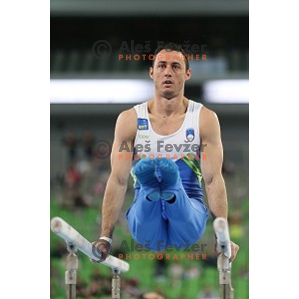 Alen Dimic of Slovenia during Artistic Gymnastics World Cup in Stozice Hall, Ljubljana on April 10, 2016