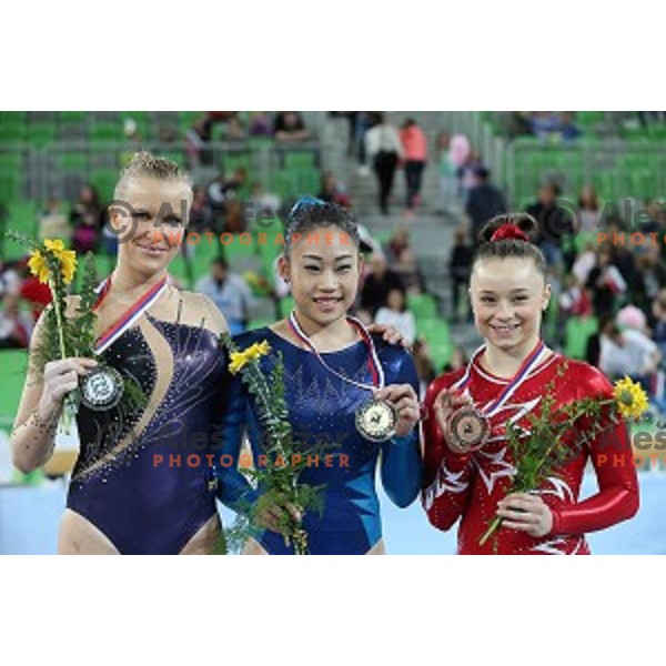 Adela Sajn of Slovenia during Artistic Gymnastics World Cup in Stozice Hall, Ljubljana on April 10, 2016
