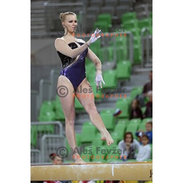 Adela Sajn of Slovenia during Artistic Gymnastics World Cup in Stozice Hall, Ljubljana on April 10, 2016