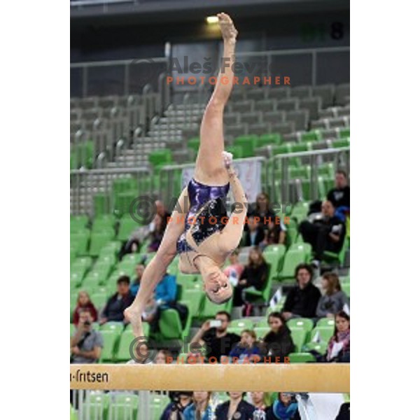 Adela Sajn of Slovenia during Artistic Gymnastics World Cup in Stozice Hall, Ljubljana on April 10, 2016