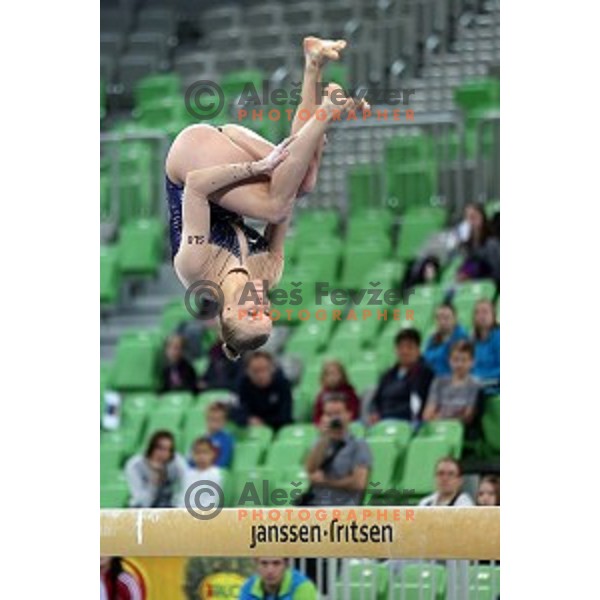 Adela Sajn of Slovenia during Artistic Gymnastics World Cup in Stozice Hall, Ljubljana on April 10, 2016