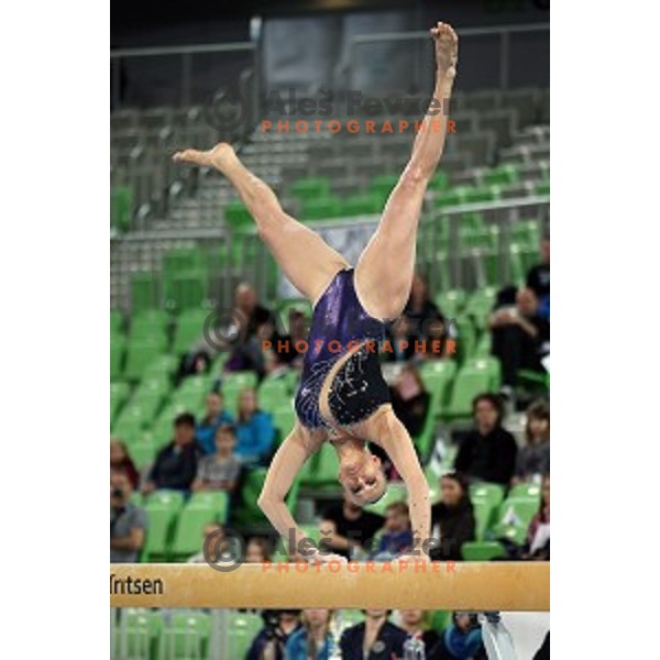 Adela Sajn of Slovenia during Artistic Gymnastics World Cup in Stozice Hall, Ljubljana on April 10, 2016